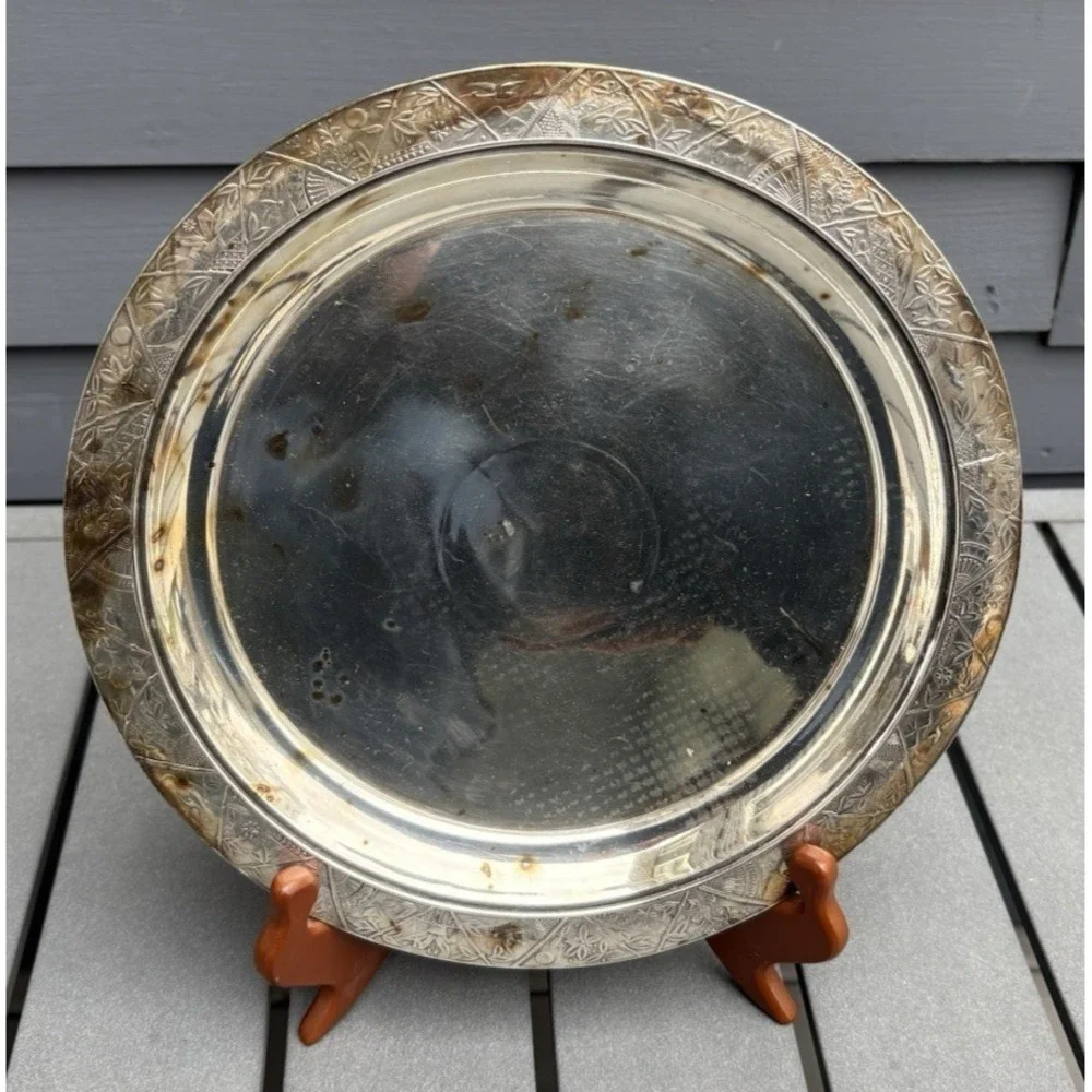 Antique Hartford Victorian quad silverplate heavy serving tray Eastake aesthetic